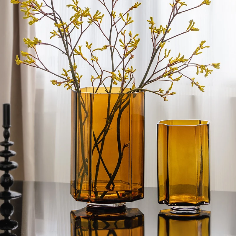 

Aesthetic Glass Vase Flower Nordic Hydroponic Modern Small Vase Design Tall Transparent Ikebana Florero Decoration Home WK50HP