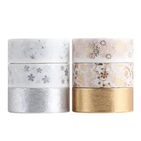 6 pcs/set 15mm*2m Exquisite Mini Pattern Gold Foil Silver Washi Tapes Scrapbooking Diy Masking Tape Deco Art Supplies Stationery 1