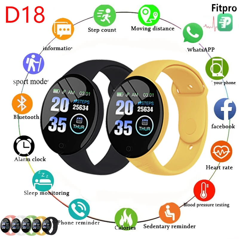 

D18 Smart Watch Men Waterproof Smartwatch Women Kids Blood Pressure Monitor Fitness Tracker Watch Sport PK D13 116 119 D20 Y68
