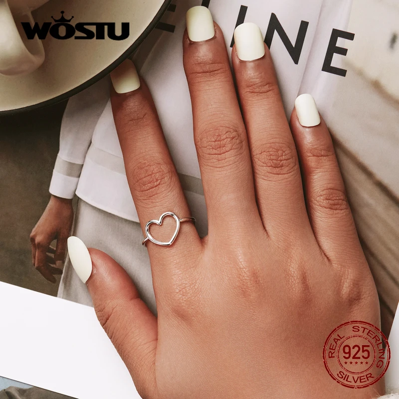 Silver Heart Ring Silver Rings Silver Ring Wedding Rings 925 Sterling Silver Heart Ring For Women Wedding Engagement Simple Rings Finger Party Fashion Jewelry Gifts CQR641