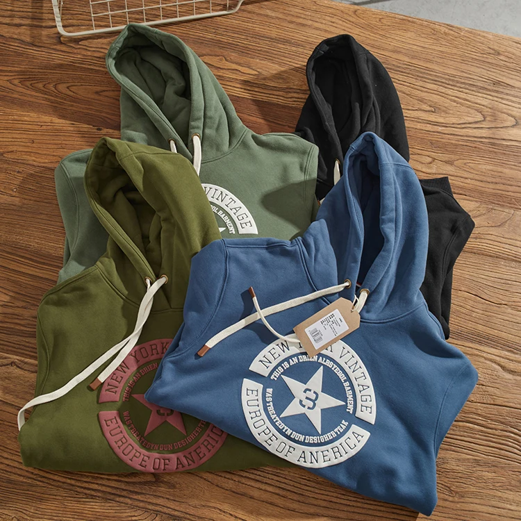 European And American Printing Velvet Padded Hooded Sweatshirt Men And Women