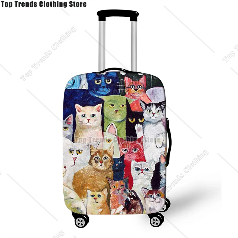 Cute Dog Cat Print Luggage Cover Travel Accessories Anti-dust Baggage Covers Elastic Suitcase Trolley Case Cover 2
