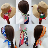 Luxury Silk Skinny Scarf 2024 Fashion Bag Handle Ribbon Ladies Horse Print Headband Small Hair Scarves Band Female 4