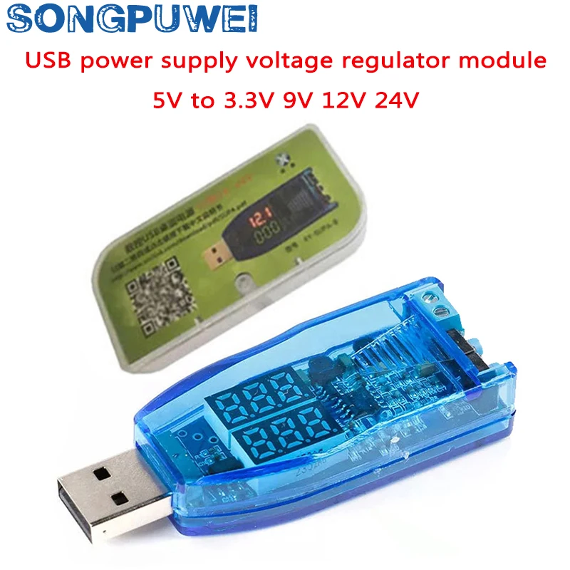 Modulo Convertitore DC-DC Step Up/Down USB 5V A 1-24V Con Doppio LED - Alimentatore Regolabile Con Voltmetro E Amperometro - 5