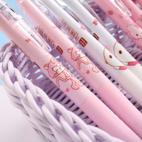 헬로 키티 카와이 0.5mm 총알 프레스 펜, 만화 프레스 젤 펜, 블랙 펜, 학용품, 사무실 문구 선물 4