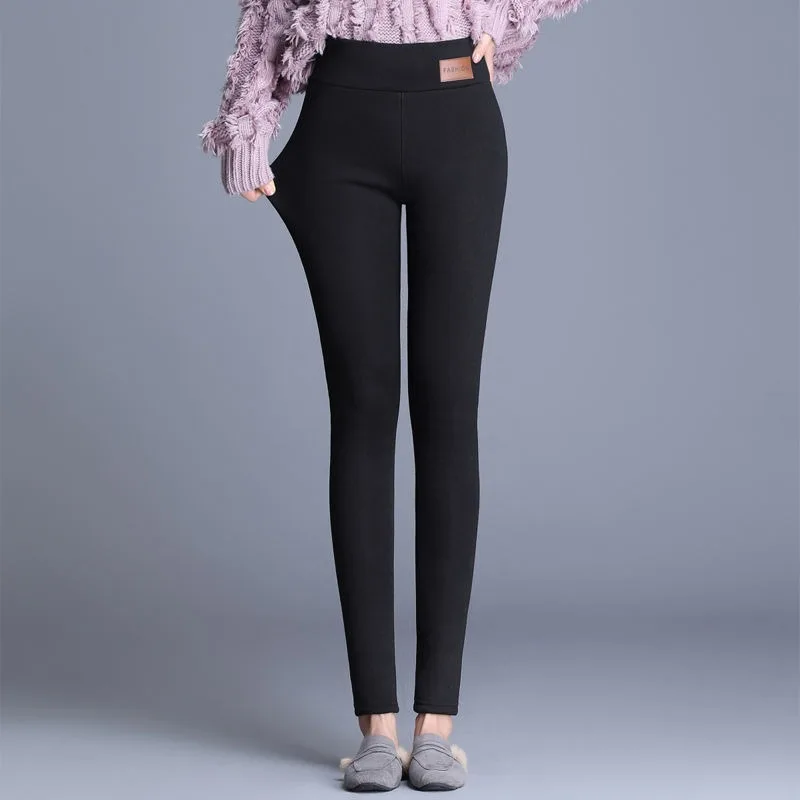 Womens Winter Thick Warm Fleece Lined Leggings Winter Tight High Waist Cashmere Wool Thermal Underwear Slim Bottoms Girl Pants