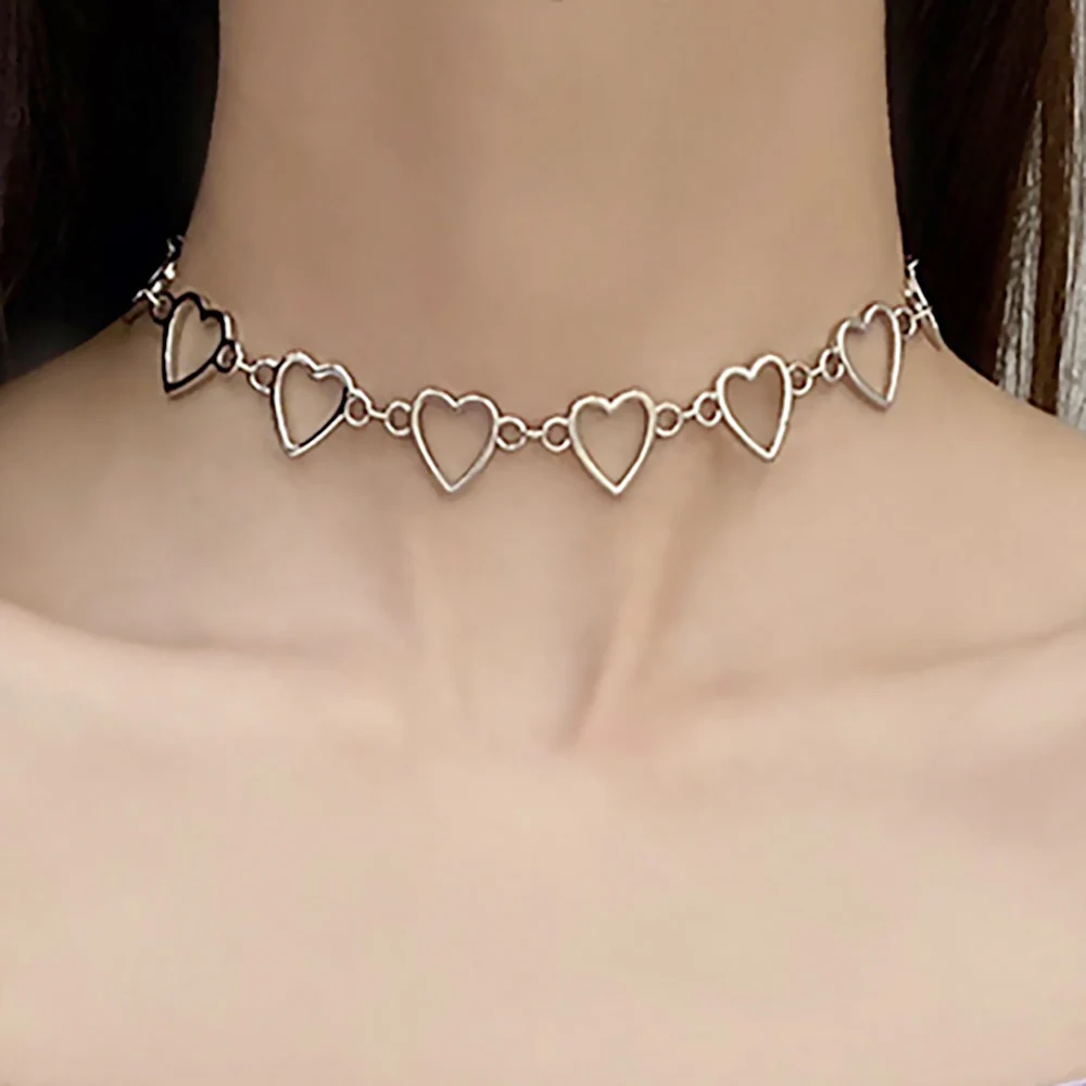 Hohle koreanische süße süße Liebe Aussage Herz kette Kragen Schmuck Halsreif Halskette für Freundin Frauen Geschenk Cosplay