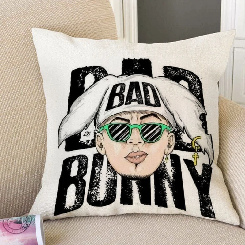 

Bad Bunny Cushion Cover 45x45cm Decorative Pillow Covers for Sofa Cushions Home Decor Throw Pillows Car Decoration Pillowcase