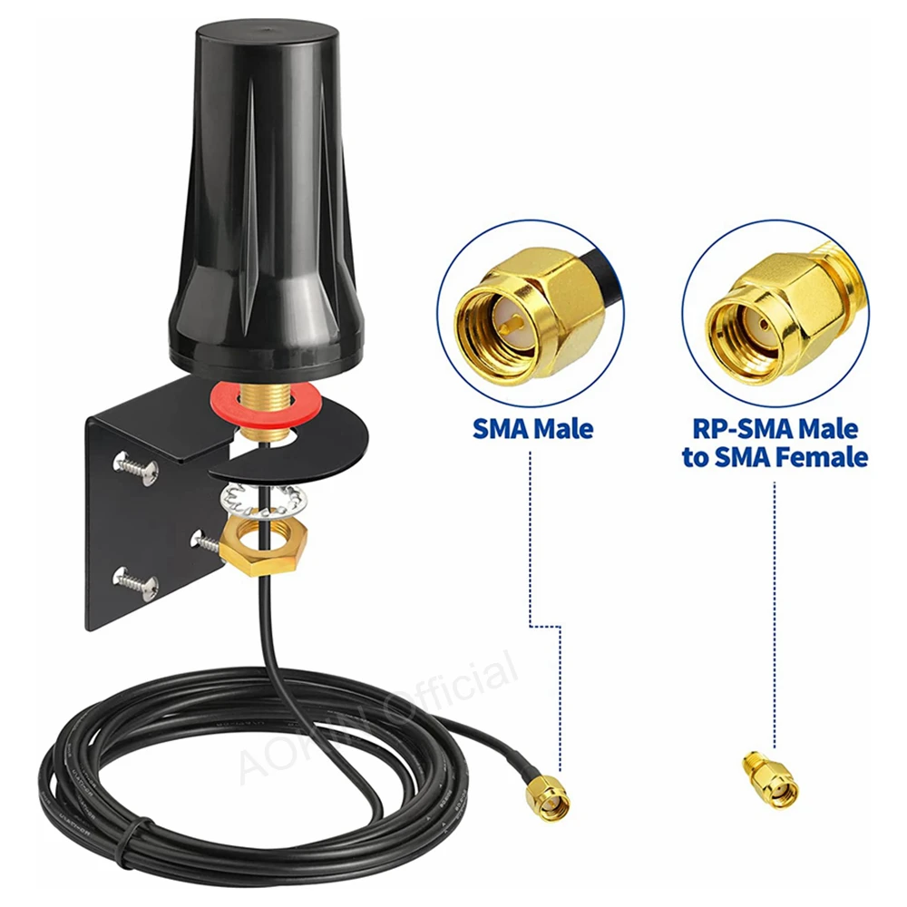 Outdoor waterproof antenna, SMA male RP-SMA head, compatible with 5G, 4G, LTE routers, mobile antenna