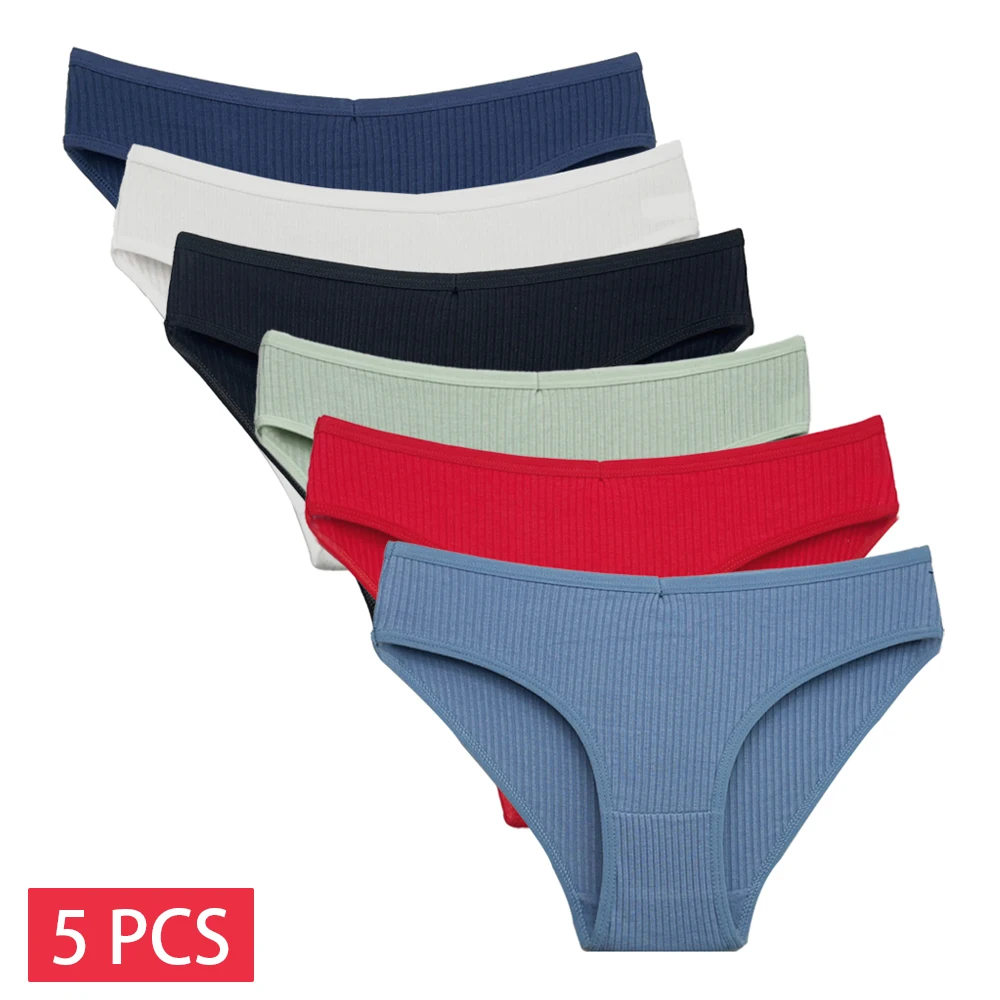 5 قطعة/المجموعة القطن المرأة سراويل لينة النساء السروال الصلبة الفتيات ملخصات مثير الإناث الملابس الداخلية الخامس الخصر الملابس الداخلية الحميمة