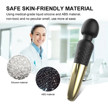 Black Wand Massager Rechargeable Powerful for Women 20 Speed 50dbs Quiet Personal Silicone Soft Magic Wand Vibrator for Clitoris 4