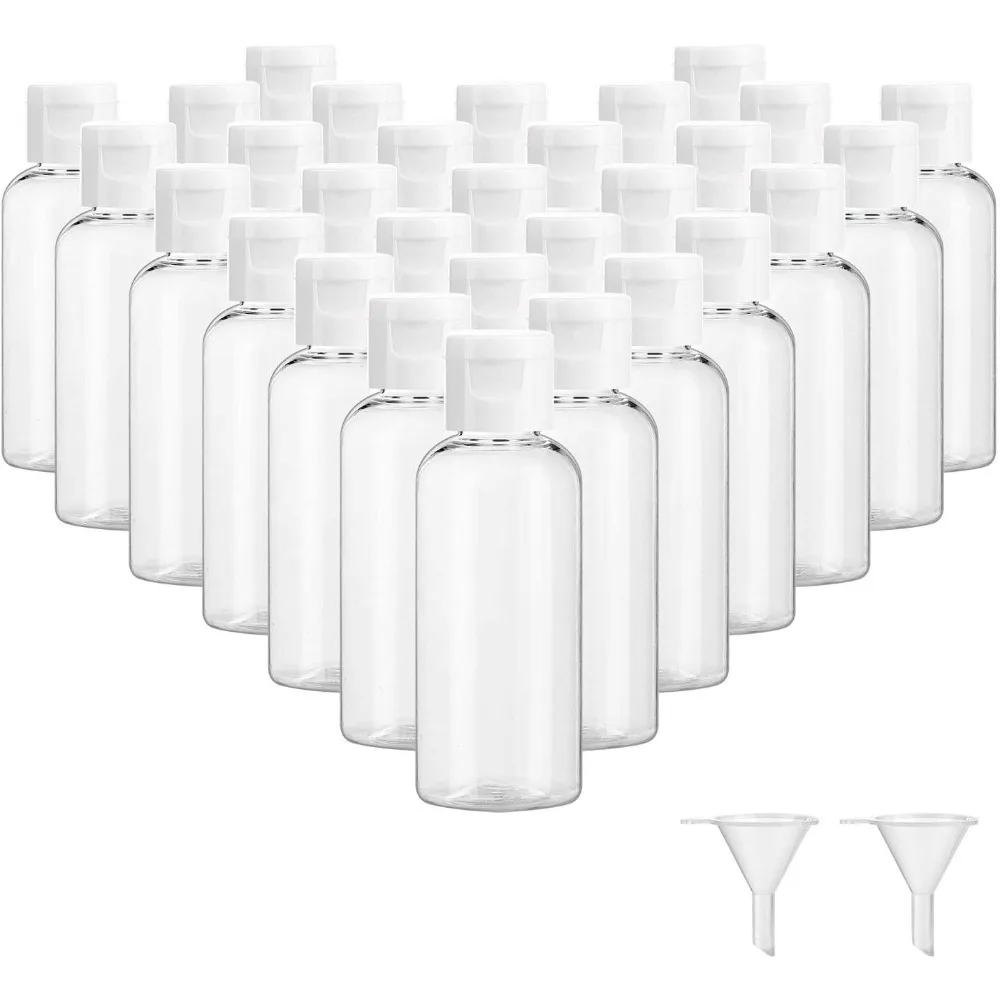 50pcs 20/30/50/60/80/100ml Plastic Squeeze Bottle Flip Cap PET Lotion Shampoo Bottle Empty Cosmetic Sample Container Travel