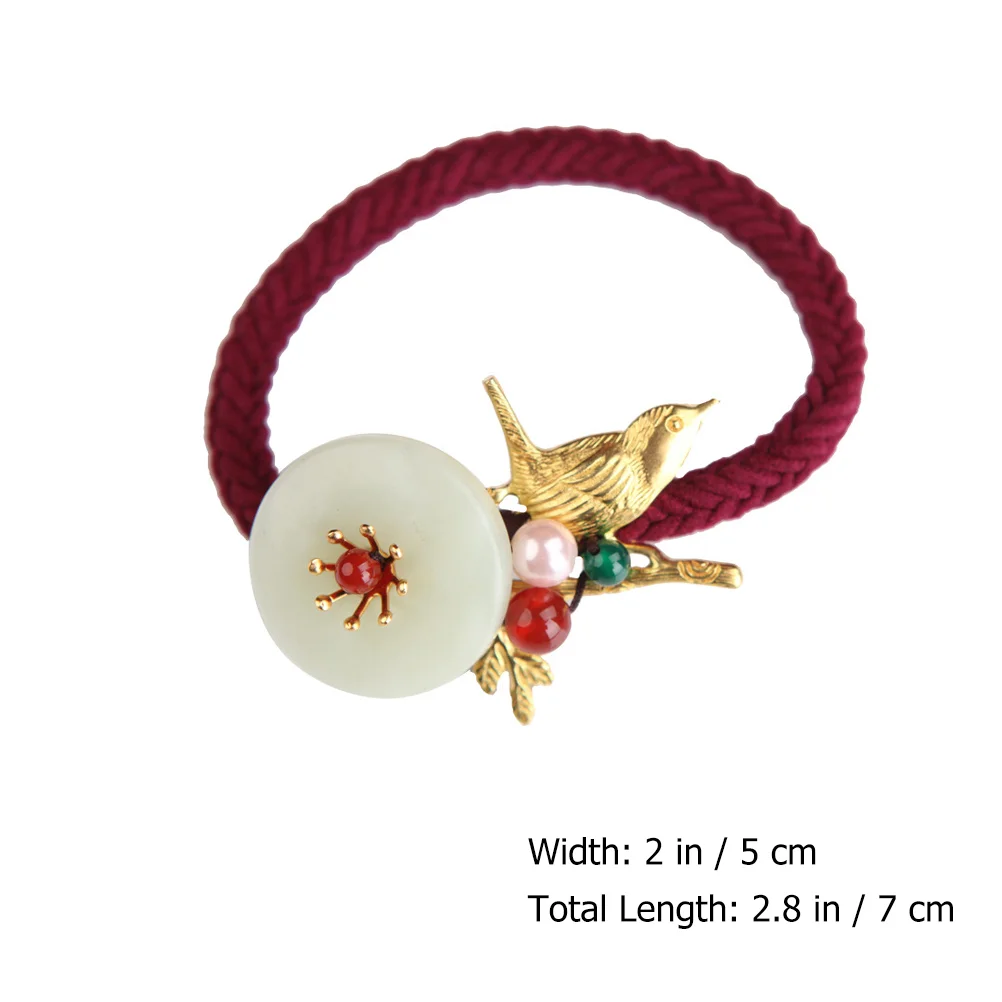 Hair Tie Ponytail Holders Headband Ribbons Rope Jade Gemstone Copper Accessory 2