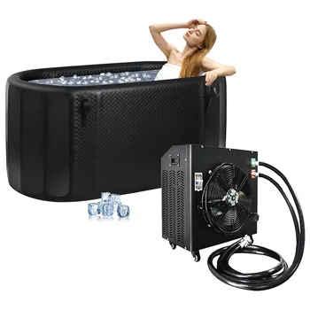 Vasca da bagno ghiacciata con refrigeratore da 1 HP Vasca da bagno pieghevole per adulti con coperchio fisso, raffreddamento e riscaldamento Controllo WiFi con ruote 1