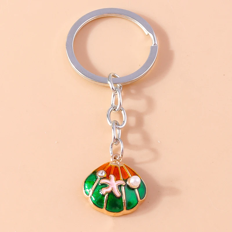 Niedliche Emaille Seestern Muschel Schlüssel anhänger Shinn ing Fischschwanz Anhänger Schlüssel ringe Souvenir Geschenk für Frauen Männer Auto Schlüssel Handtasche Schlüssel anhänger – Detail 18