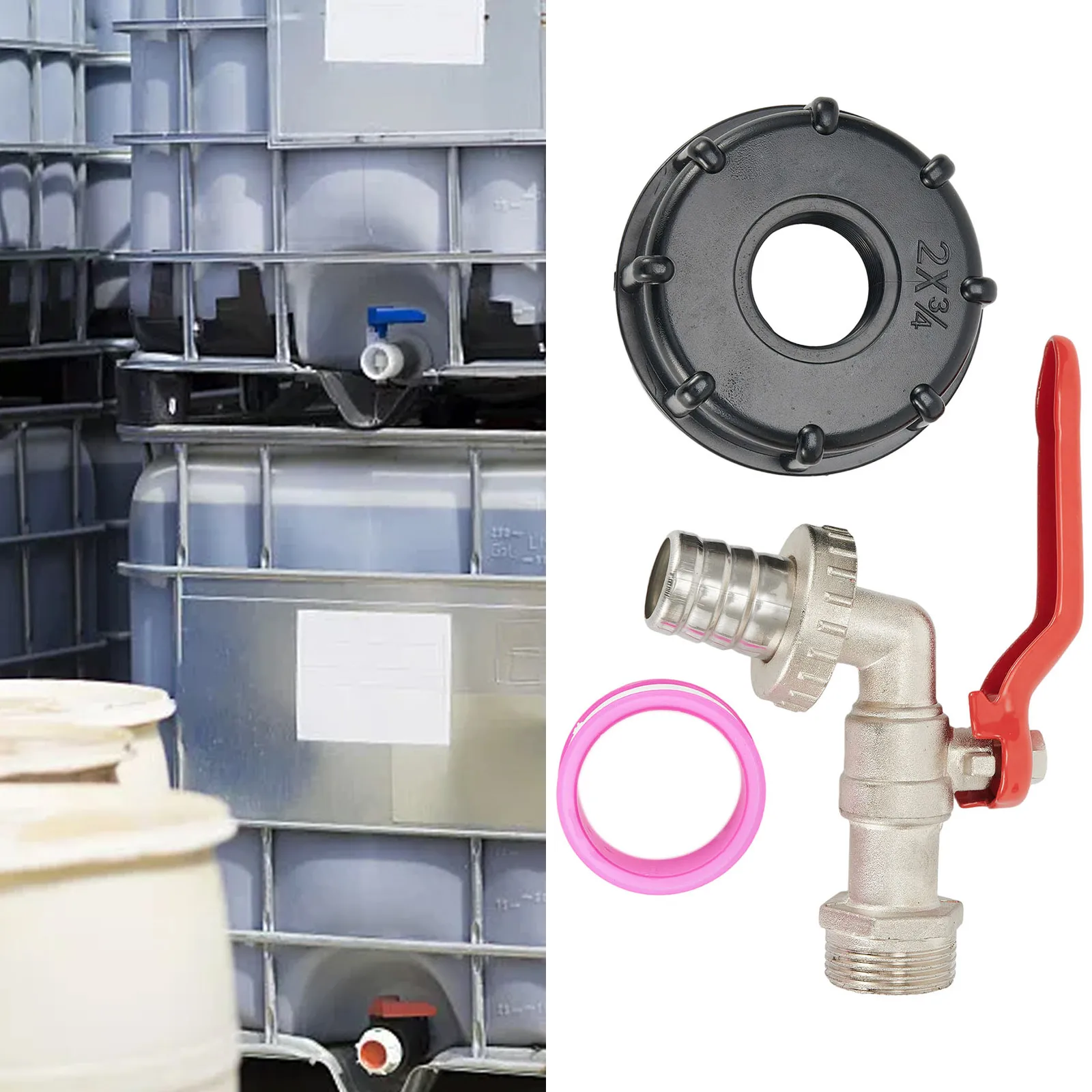 2 Adattatori Per Serbatoio IBC Con Tappo - Filetto S60x6, Connettore Universale Per Cisterne Acqua 1000L E Acqua Piovana