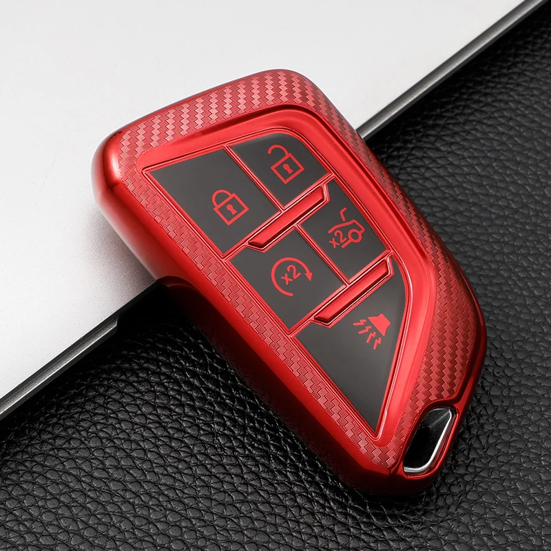 Premium TPU Car Remote Key Cover Case for Cadillac and Corvette - Key Bag Shell Holder Accessories