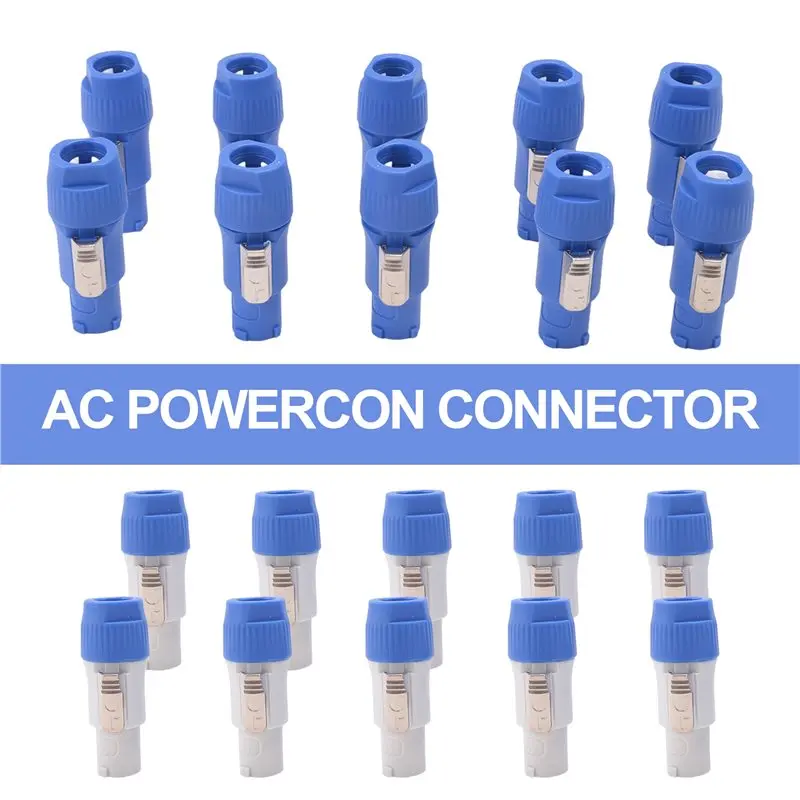 섬세한 질감-20PCS 3핀 남성형 파워콘 커넥터 NAC3FCB 스피콘 플러그 20A 250V AC 전원 플러그 커넥터 블루 및 그레이 화이트