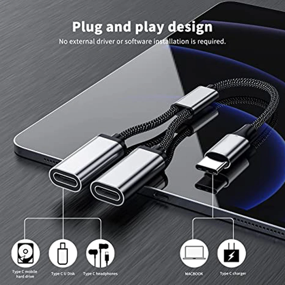 Câble De Recharge Nubia Z40S Pro 120W Avec Adaptateur USB-C Et Micro-USB Et Lumière LED Bleue