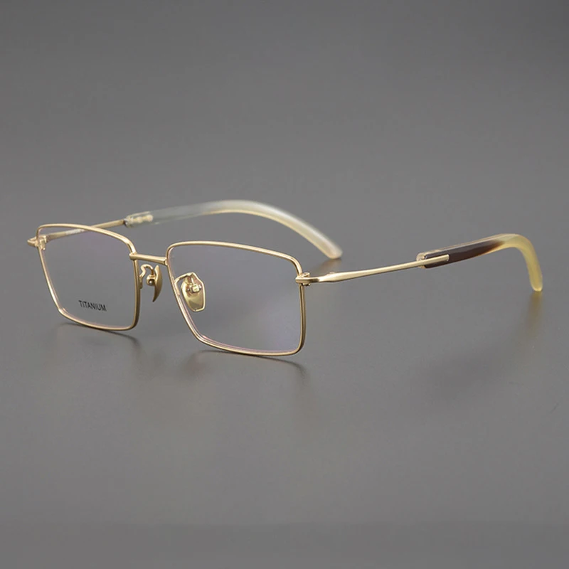 

Fashion Eyeglasses Men Handmade Natural Buffalo Horn Titanium Optical Eyewear Women Reading Classic Personality Glasses Frame