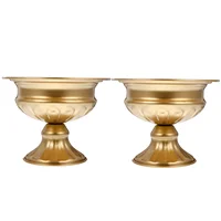 2 Pcs Pots for Plants Wrought Iron Vase Desktop Floral Tabletop Flower Vessel Retro Flowers Golden 1