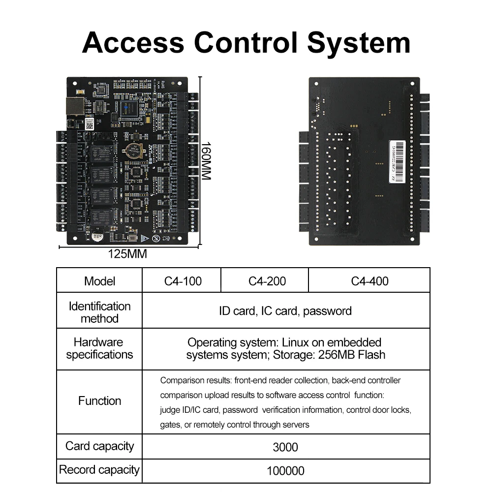 ZKteco 4 Door Access Control System door access control switch wireless door opener sliding gate opener control board Access Controller Panel With TCP/IP C3 400 Four Doors Controler Board with Wiegand