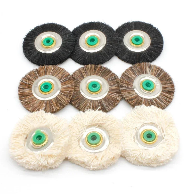 

2C 48mm Jewelry Plastic Inner Metal Hub Brush Cotton String Finishing Bristle/Goat/Horse Hair Polishing Cleaning Wheel Brush