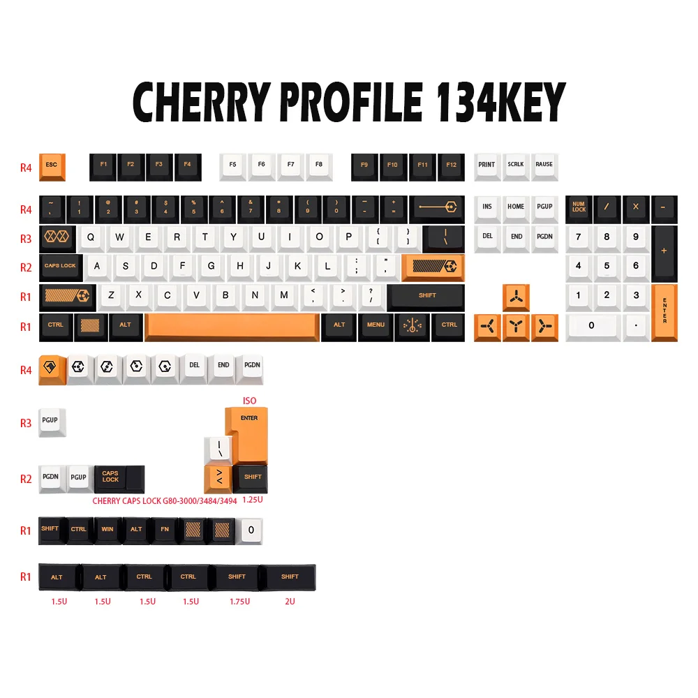 

134 Keys Virtual war Keycap Set Cherry Profile pbt Keycaps For dz60/64/68/75/84/87/96/980/104 Mechanical Keyboard Carbon Keycap