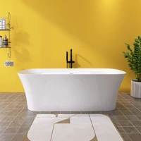 67" Acrylic Free Standing Tub - Classic Oval Shape Soaking Tub, Adjustable Freestanding Bathtub with Integrated Slotted Overflow 1