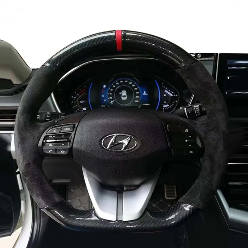 Hand Stitched Black Suede carbon fibre Car Steering Wheel Cover For
