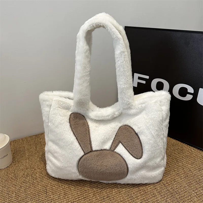 Plush Shoulder Bag Women's Handheld Tote Luxury Brand Shoulder Bag Large Capacity Plush Winter New Fashion Female Shoulder Bag