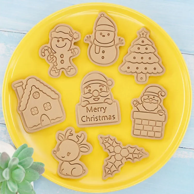 cookie cutter 8Pcs Christmas Santa Claus Snowflake Cookie Molds Biscuits Embosser Stamp Baking Accessories Decoration