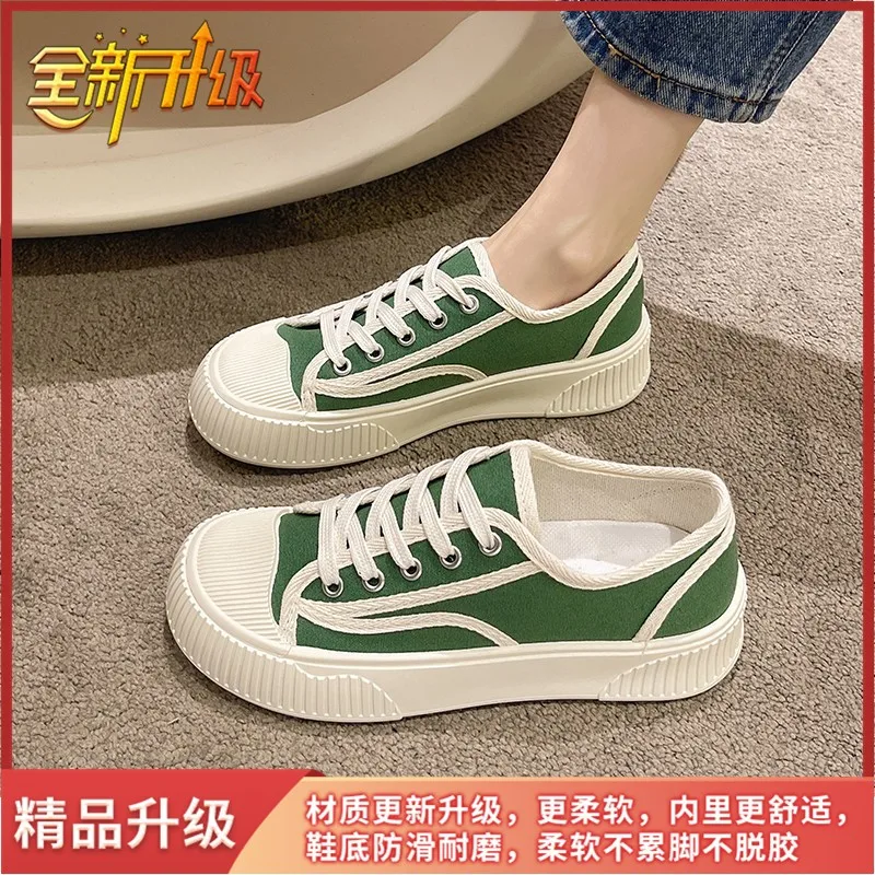 Sneakers Shoes Women Canvas Shoes Platform White Casual Shoes Fashion Sneakers Platform Basket Lace-Up Casual Chunky Shoes