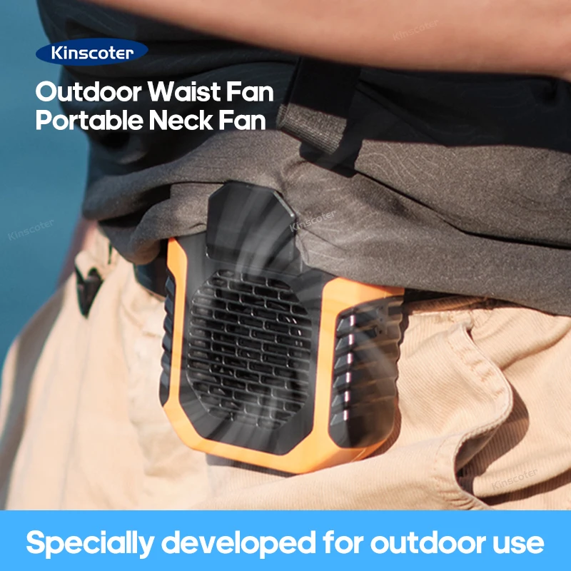Kinscoter 6000mah Ventilador de Cintura para Exterior Recarregável Ventilador de Refrigeração Ventilador de Pescoço para Pesca Caminhadas Campismo Trabalho Desporto