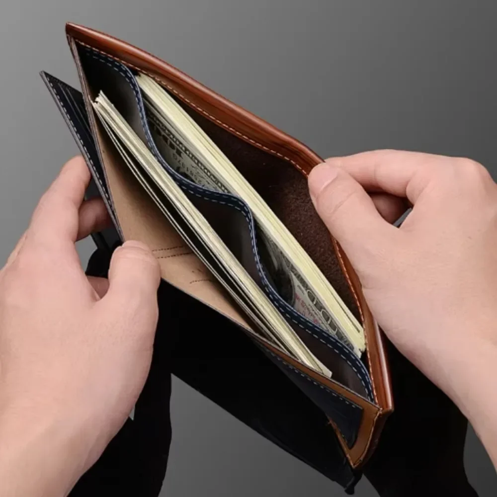 Wallet for Men Short Casual Carteras Business Foldable Wallets PU Leather Male Billetera Hombre Luxury Small Zipper Coin Purse