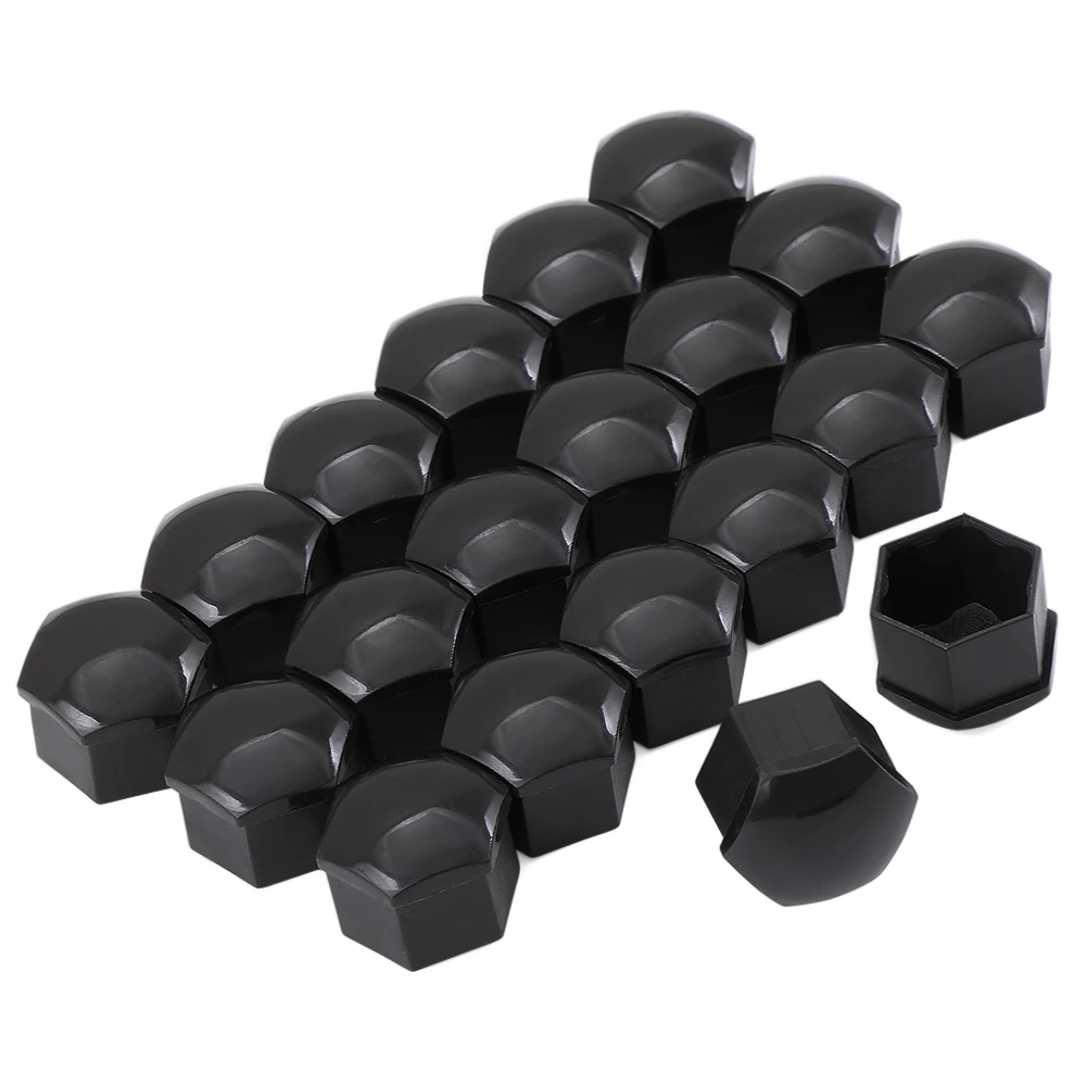 Premium 17mm Car Wheel Nut Protection Covers - Black