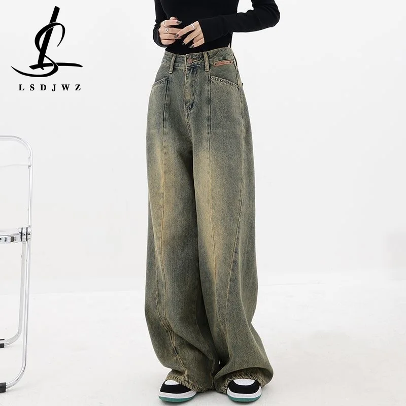 

Women's Jeans Woman High Waist Korean Fashion Streetwear Y2k Vintage Clothes Straight Leg Jeans Female Clothing Pants Denim