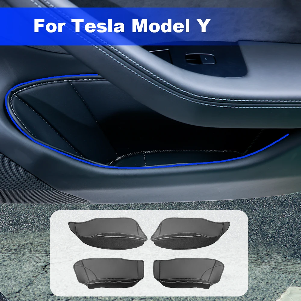 Ywooon Opbergdoos aan de zijkant van de deur voor Tesla Model Y 2020-2024 Auto Zijdeur Opbergdoos Organizer Lade Voor- en Achterdeur Slot Tray Protector Matten Interieur Accessoires