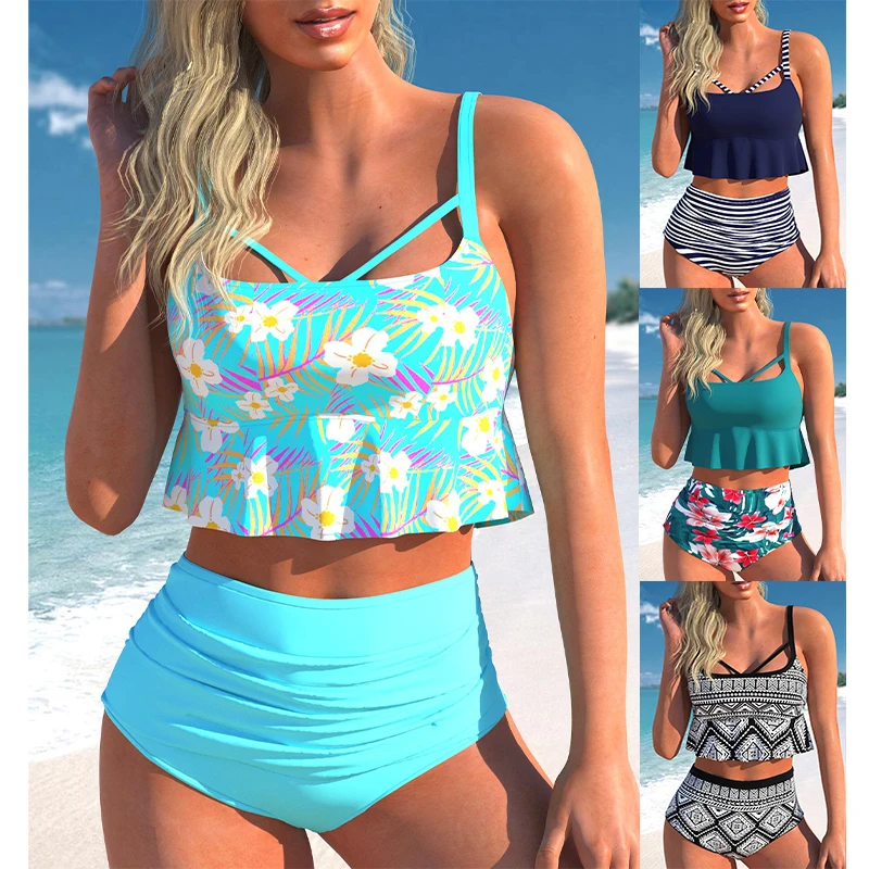 

Новинка 2023, женское бикини из двух частей, сексуальный пляжный купальник, Модный комплект бикини с принтом, Женская Летняя мода, купальник-бикини