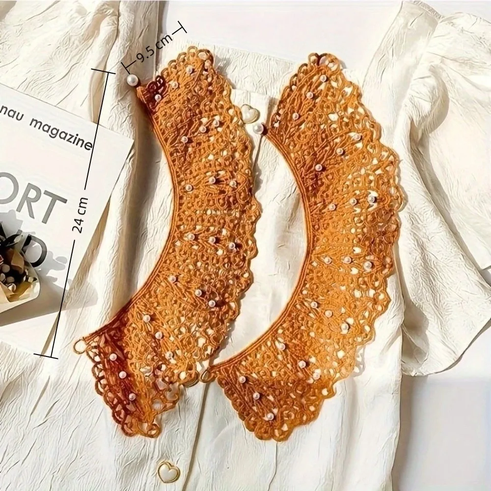 Polyester Fake Collar Ruffled Trim Lace Detail for Casual Wear