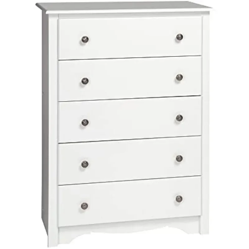 

Monterey 5-Drawer Chest for Bedroom, 16" D x 31.5" W 45.25" H, White dressing table bedroom