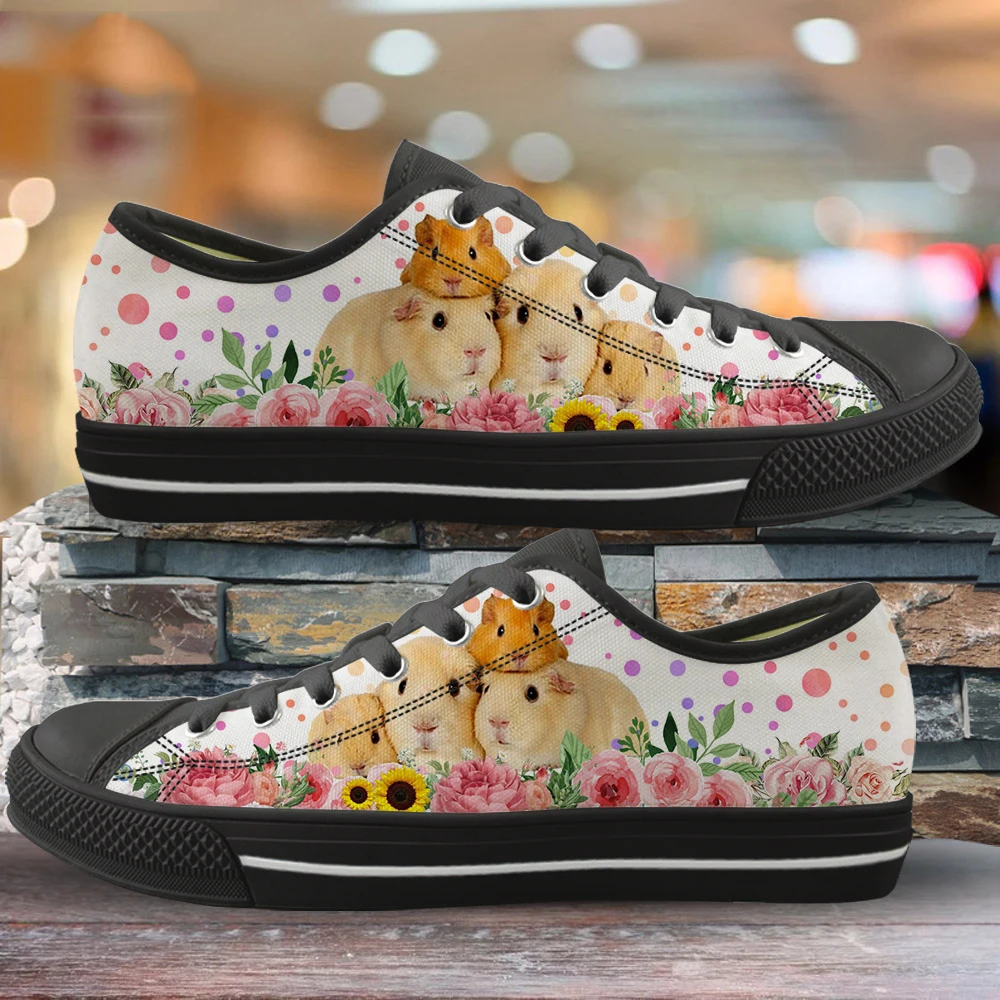3D Animal Guinea Pig Pattern Shoes Woman Sneakers Casual Ladies Shoes Low Top Lace Up Footwear Autumn Canvas Shoes