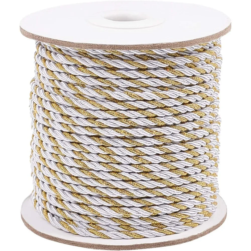 

38 Yards 3mm Twisted Cord 3-Ply Braided Rope Cord Milan Cord Metallic String Thread for Home Décor Embellish Costume Graduation