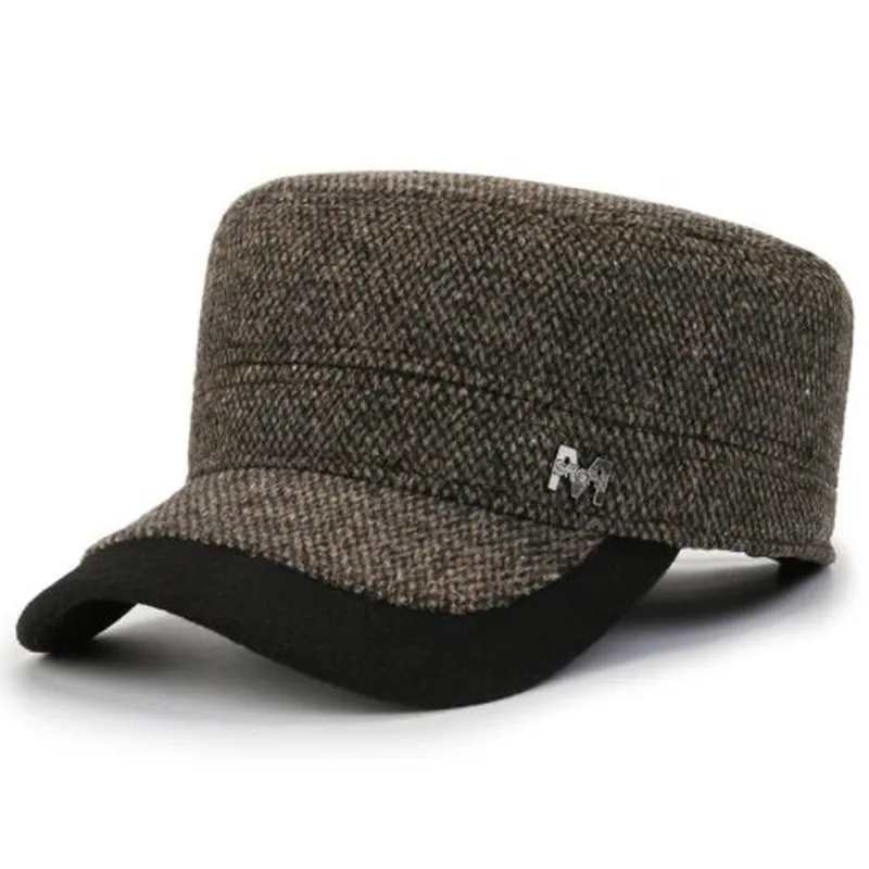 

2022 Winter Men's Cold Proof Warm Earmuffs Hat Trucker Hat Fleece Thickening Military Hats Flat Caps For Men Thermal Sports Cap