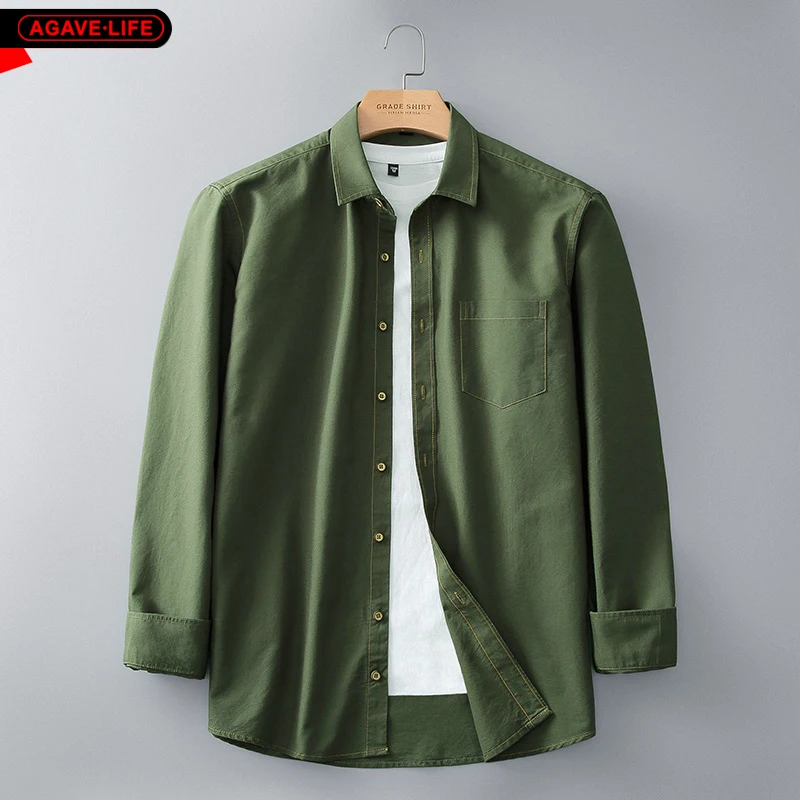 

Spring Autumn Long-sleeve High-end Men's Shirts Casual Outerwear Fashion Solid Color Cotton Shirts For Men Comfortable Shirt Top
