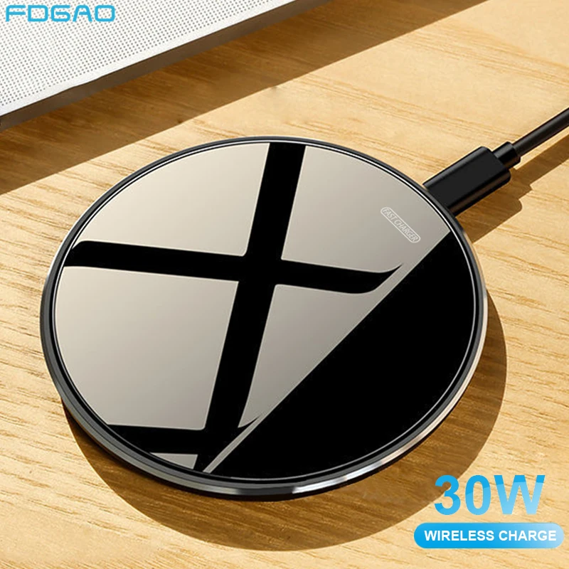 Wireless Charger 30W Fast Charging for Samsung S23 S22 S21 S20 iPhone 15 14 13 12 11 XR XS 8 Airpods Pro