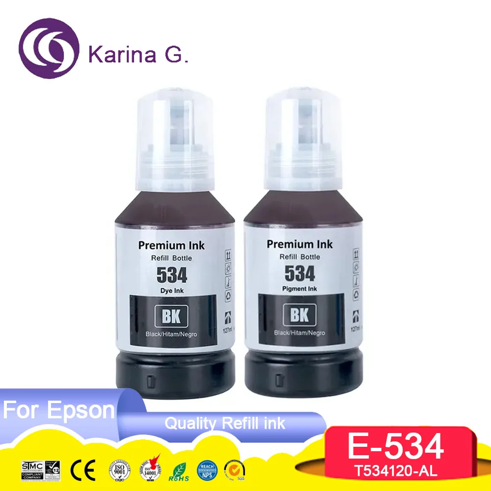 534 T534 T534120-AL Premium Compatible Color Water Based Bottle Refill DGT Tinta Ink For Epson EcoTank M1100/M1180/M1120/M2120