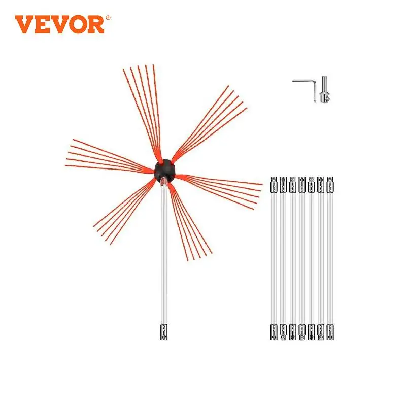 Vevor Spazzola Canna Fumaria, Kit Spazzacamino, Nylon Spazzola Pulizia Camino, Canna Fumaria 8M, Canna Fumaria Spazzola
