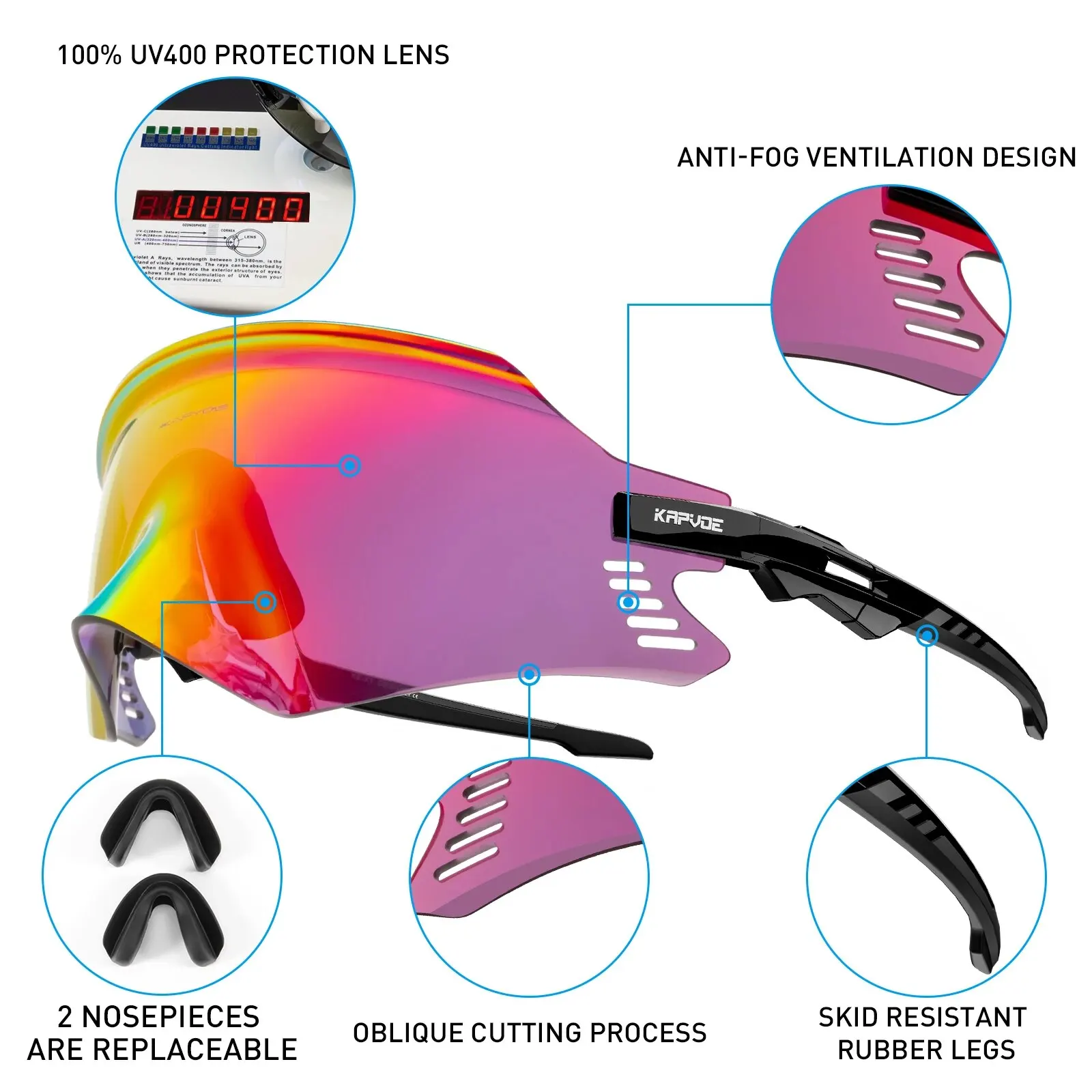 Kapvoe Cycling Glasses Mtb Bike Outdoor Sports Sunglasses Road Bicycle Men Women Goggles Running Eyewear cycling glasses