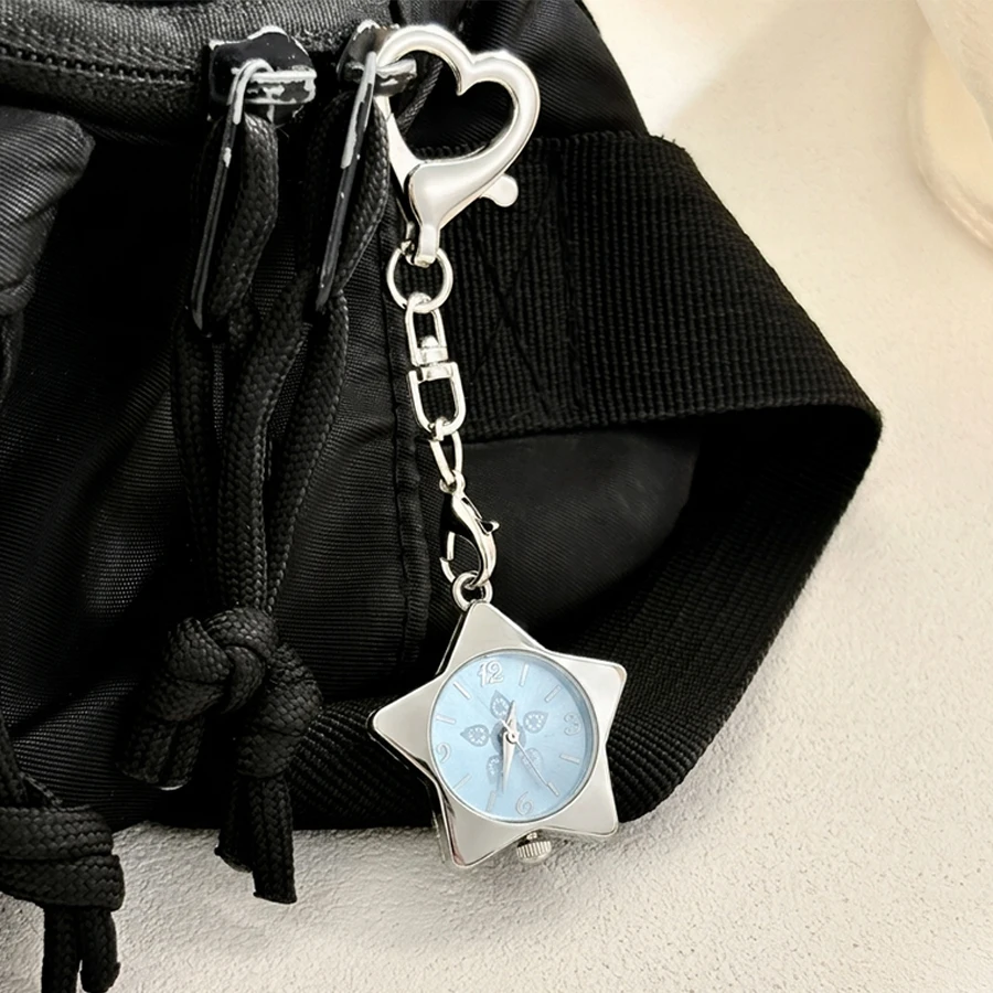 Ladies' Star Dial Heart Hook Keychain Wristwatch